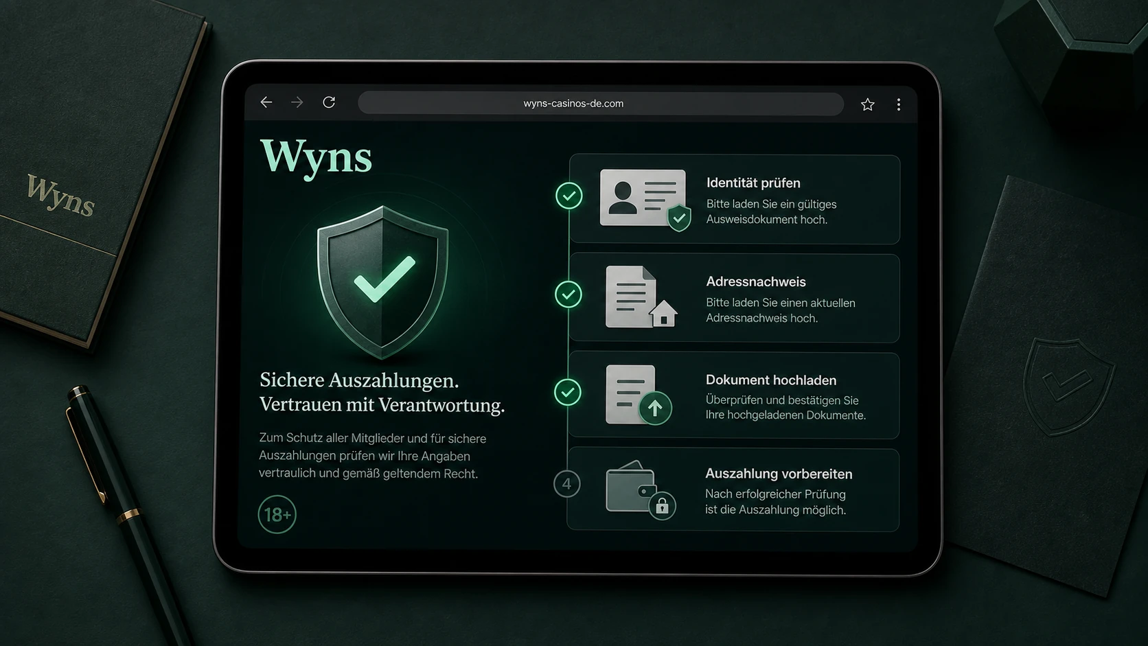 Verifizierung des Wyns Casino Kontos
